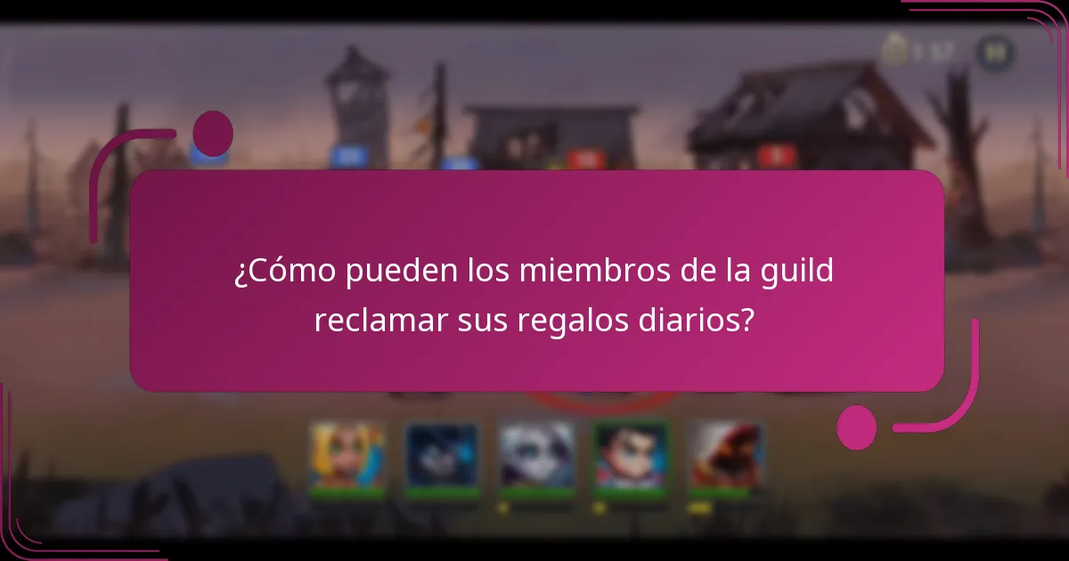 ¿Cómo pueden los miembros de la guild reclamar sus regalos diarios?