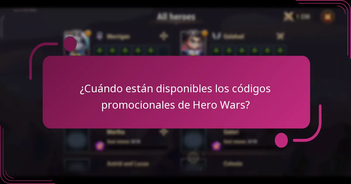 ¿Cuándo están disponibles los códigos promocionales de Hero Wars?